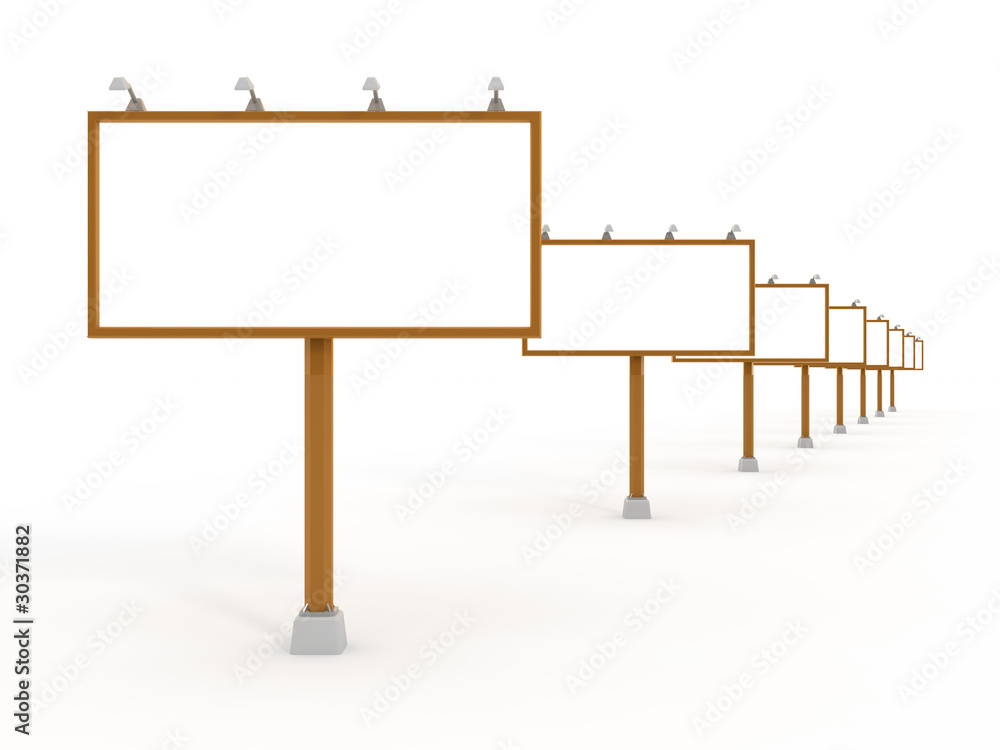 Obraz premium Many outdoor billboards isolated on white