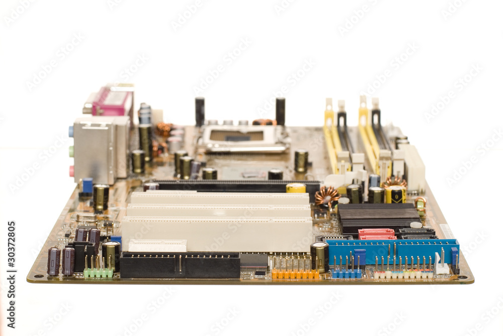 Printed circuit board isolated on the white background Printed circuit board isolated on the white background