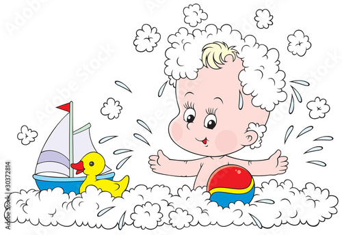 Bathing toddler