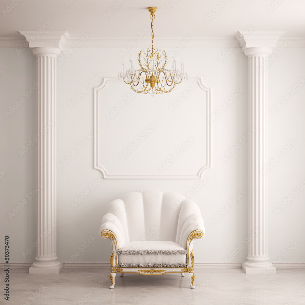 Classical interior with an armchair - obrazy, fototapety, plakaty 
