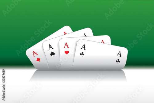 Spielkarten herz, karo, pik, kreuz As