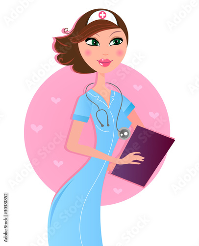 Sexy nurse heal every patient! Vector Illustration.