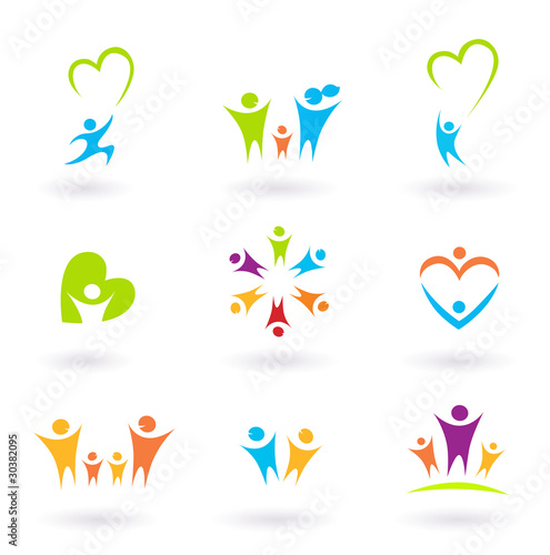 Children, family, community and protection icons