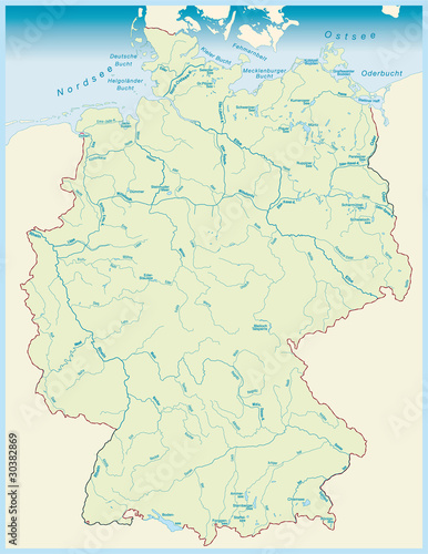 Gewässerkarte von Deutschland als Vektordatei
