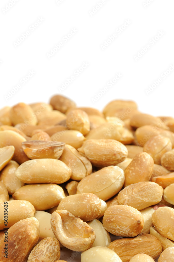 Roasted Peanuts on White Background Roasted Peanuts on White Background