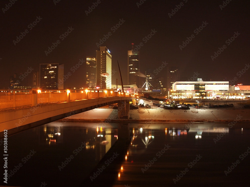 City lights reflection in the river