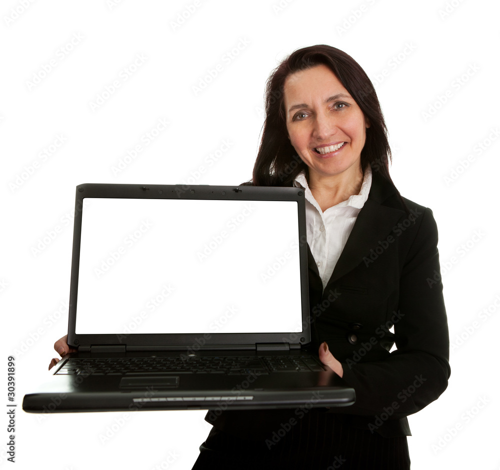 Business woman presenting laptopn Business woman presenting laptopn