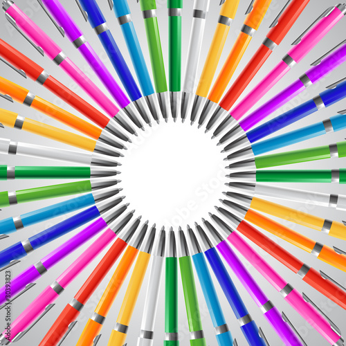 baground with pens in circle