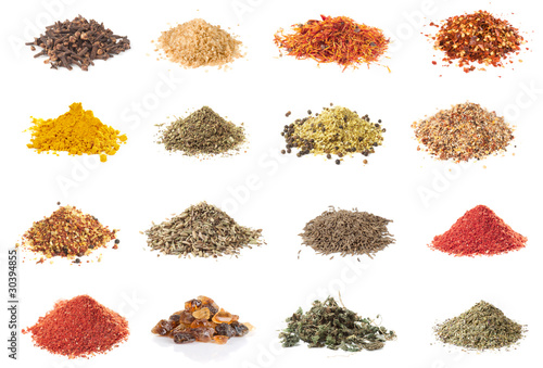 Set of spices isolated on white