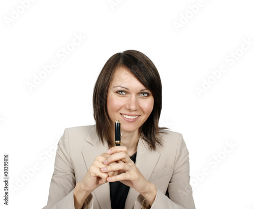 Businesswoman holding a pen