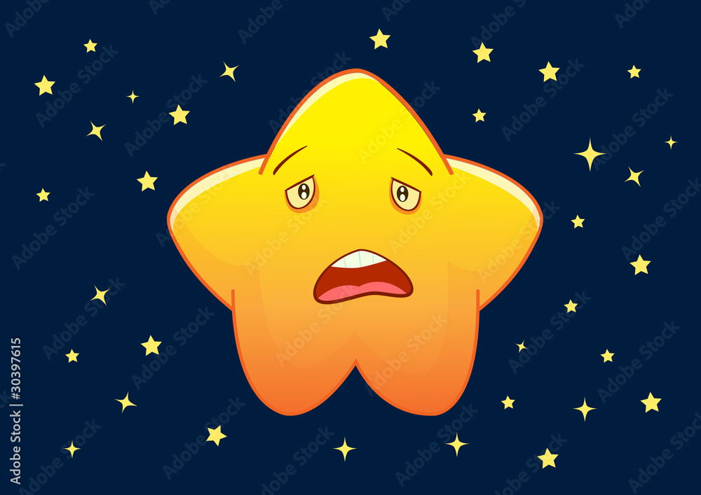Fototapeta premium Sad Star Cartoon Character Illustration in Vector