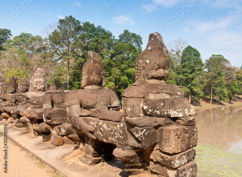 Statue at the entrance of Angkor Thom, Cambodia