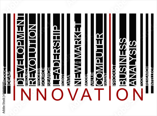 colorful INNOVATION text barcode, vector
