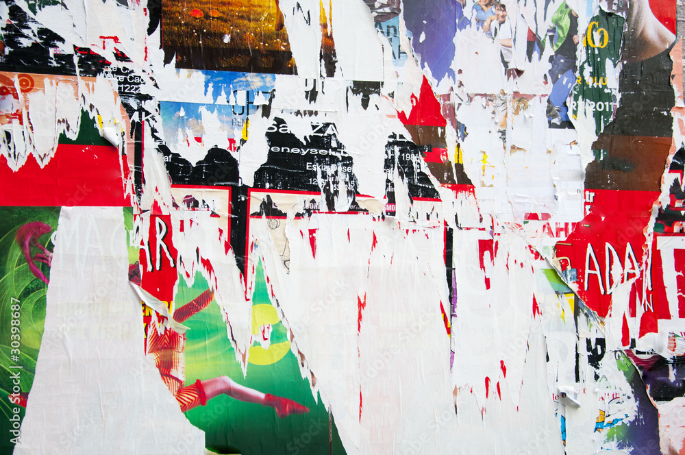 Fototapeta premium Torn Posters on Billboard