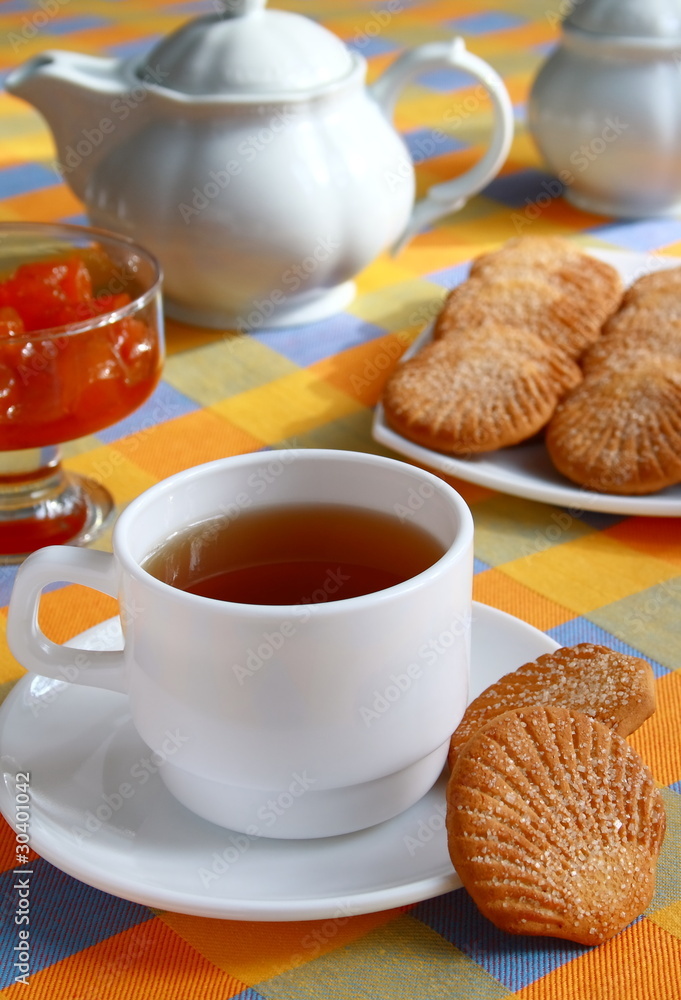 Cup of tea and cookies. Cup of tea and cookies.