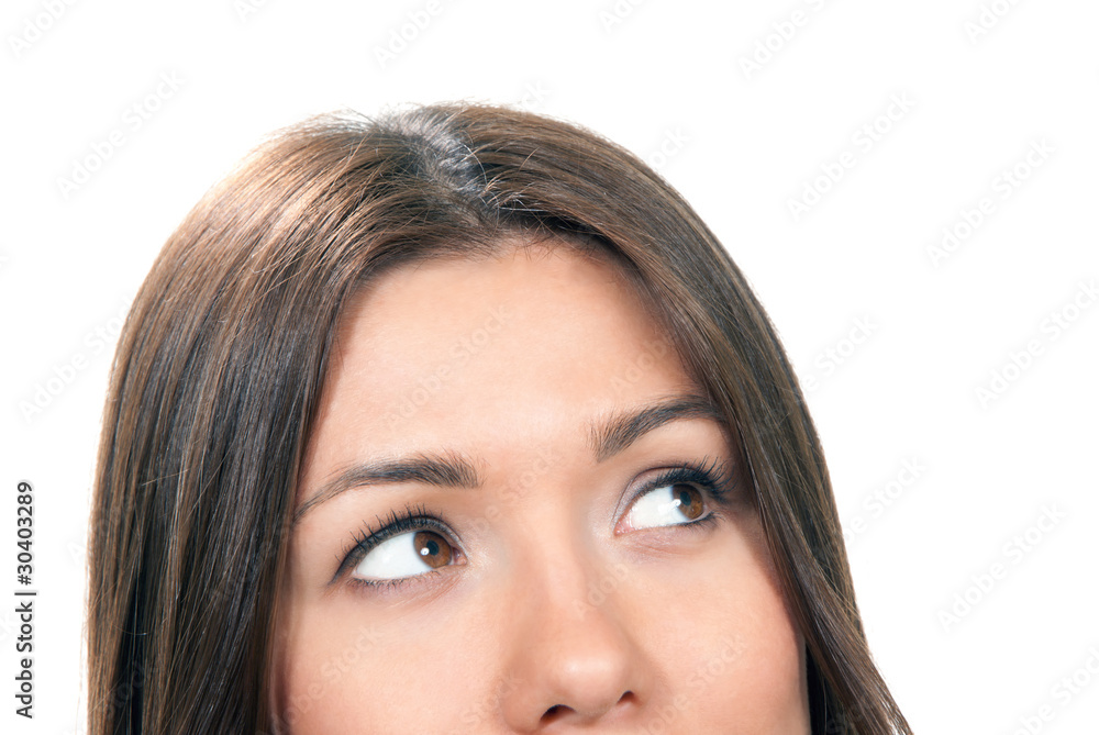 Beautiful young woman face close-up composition Beautiful young woman face close-up composition