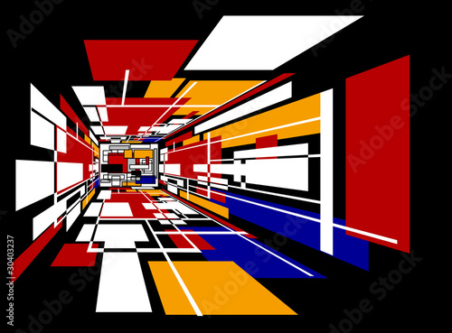 colorful perspective  room, vector