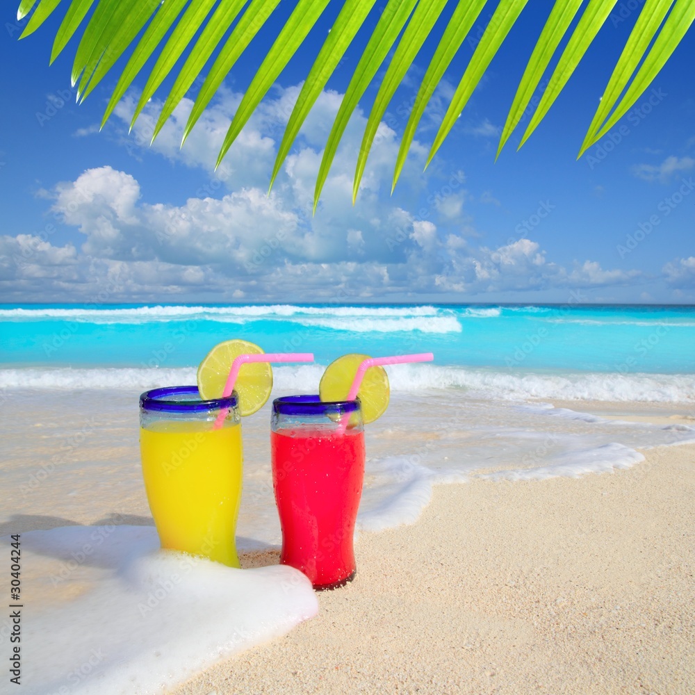 beach cocktails yellow red wave foam tropical sea beach cocktails yellow red wave foam tropical sea