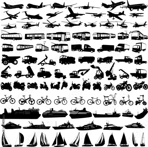 transportation silhouettes collection 2 - vector #30405653