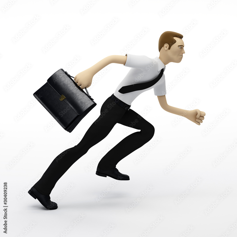 Running businessman with a briefcase