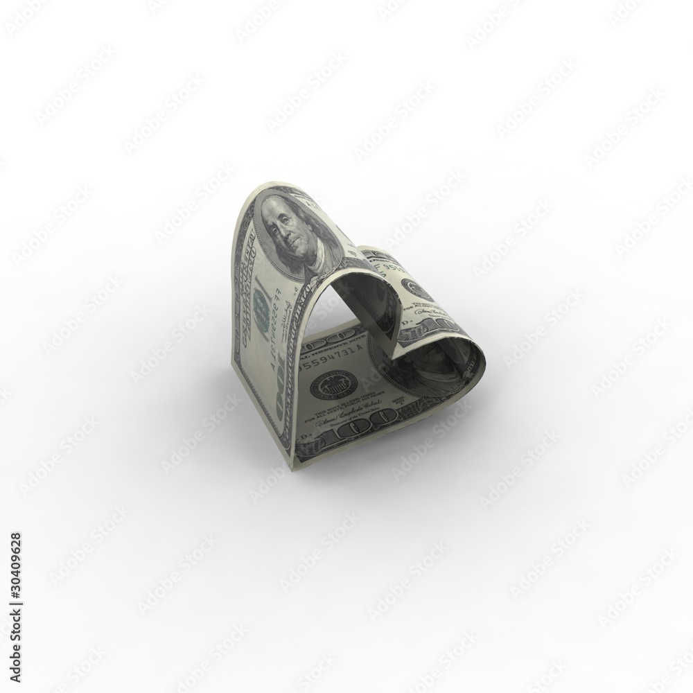 Heart Shaped Dollar Note Heart Shaped Dollar Note