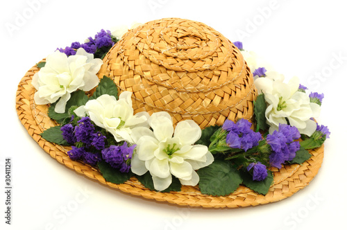 Cuadro en lienzo Hat with flowers