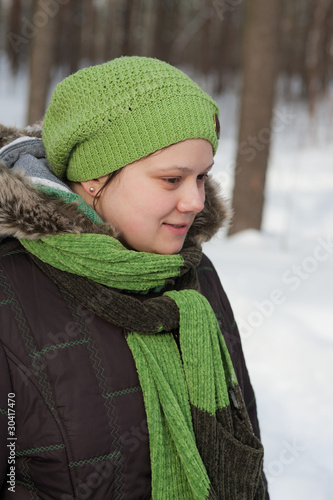 girl in winter wood