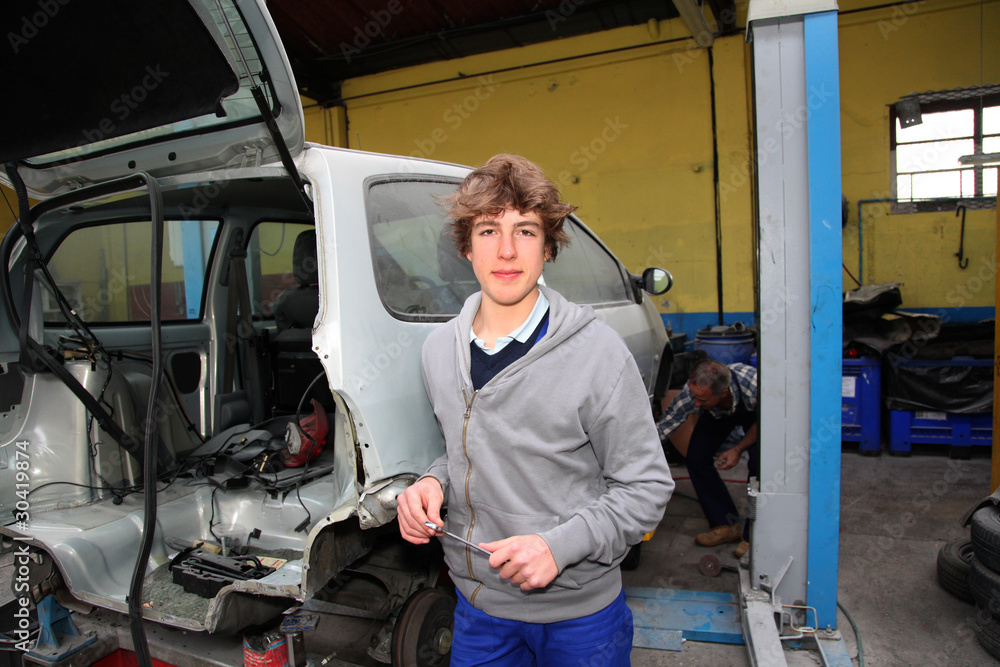 Portrait of teenager in mechanics apprenticeship Portrait of teenager in mechanics apprenticeship