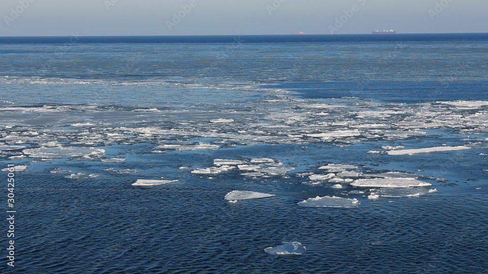 Floe drifting in winter sea. Full HD. Floe drifting in winter sea. Full HD.