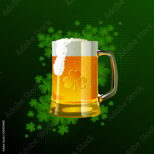 Frosty glass of light beer for St Patrick's Day