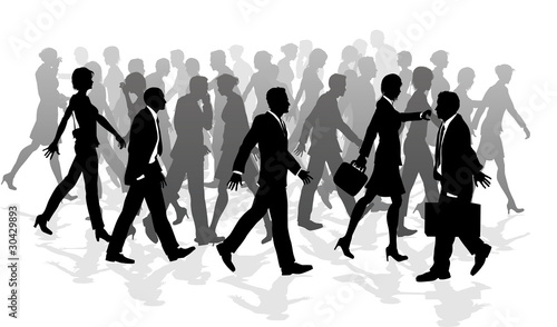 Business walking crowd rushing people