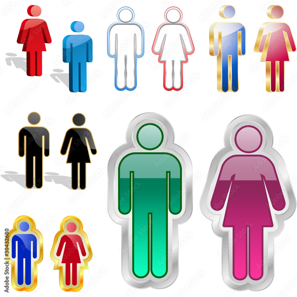 Men and women icon set. Men and women icon set.