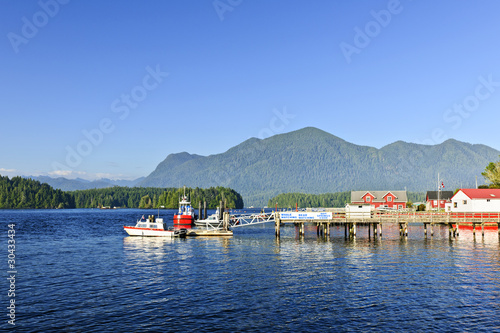 Boats at dock in Tofino, Vancouver Island, Canada photo