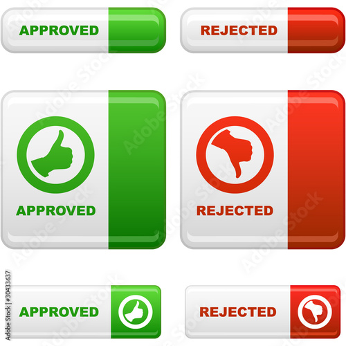 Approved and rejected icon set. photo