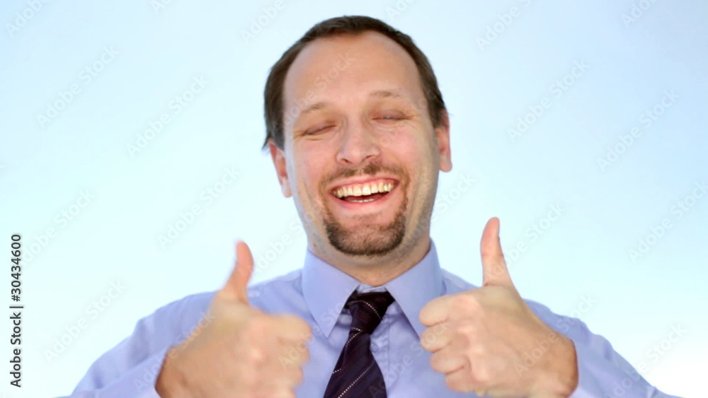 Portrait of handsome businessman showing thumb up, isolated Portrait of handsome businessman showing thumb up, isolated