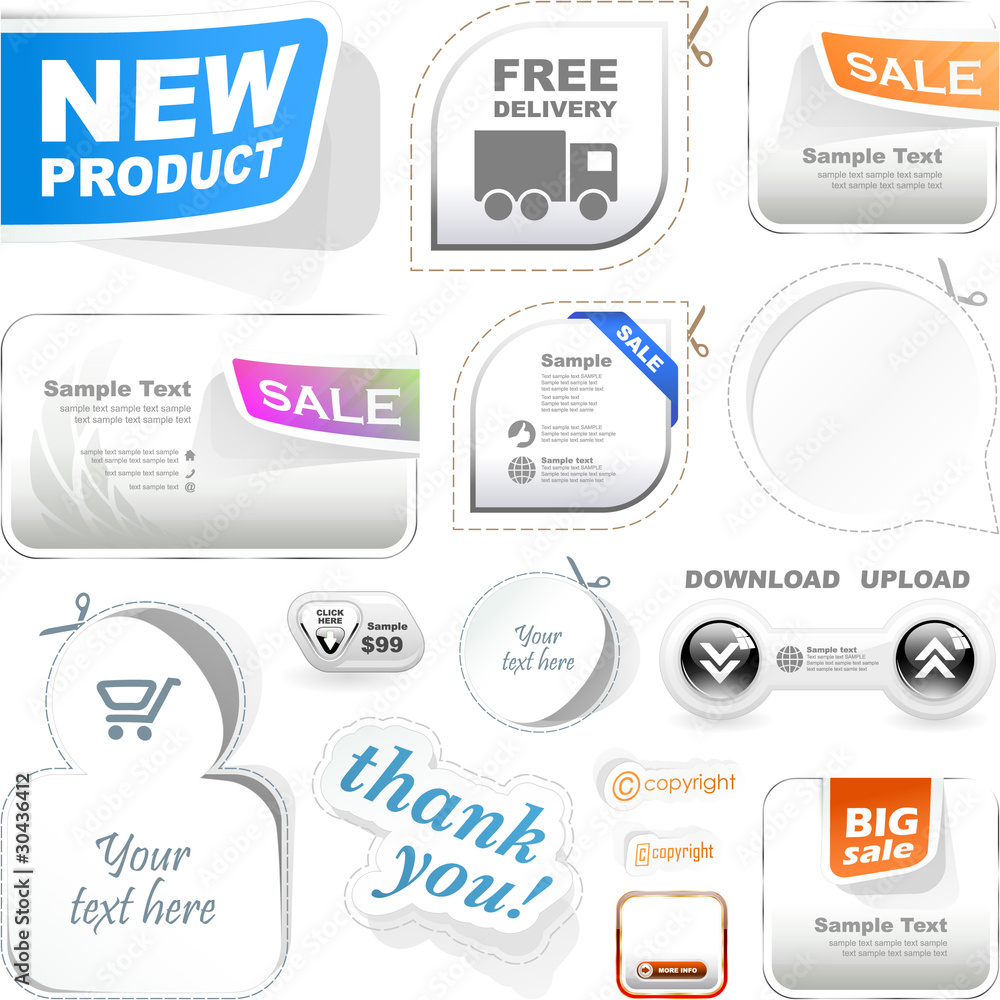 Obraz premium Vector set of sale design elements.