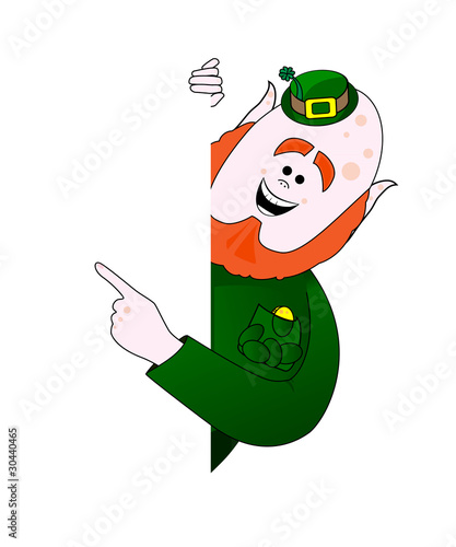 Leprechaun Pointing at Blank Sign