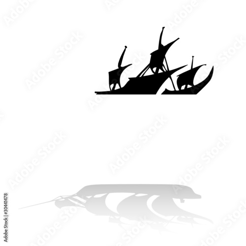 pirate ship black on white backround