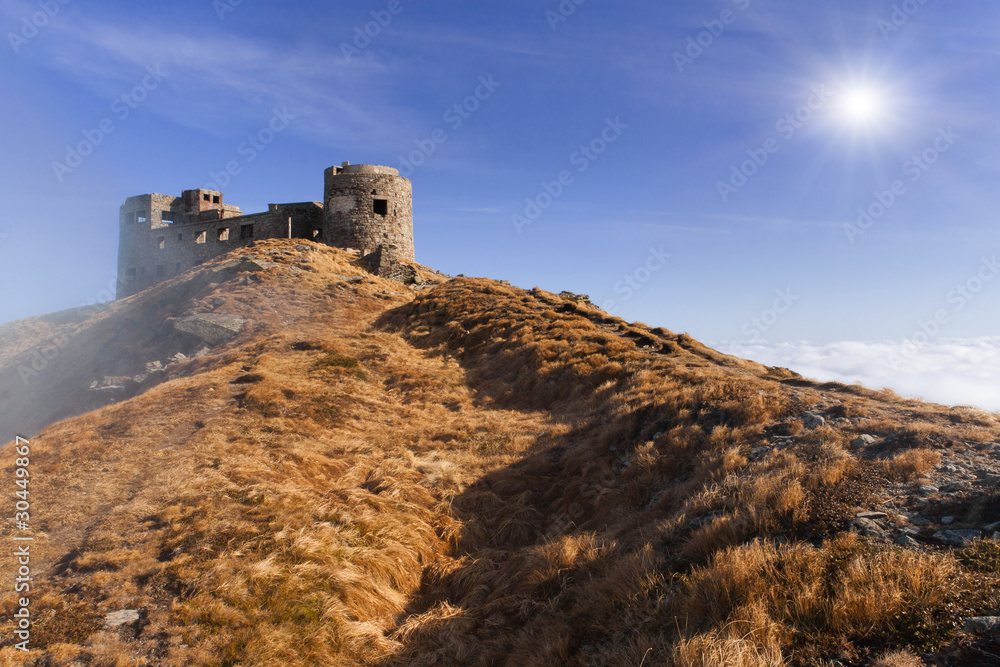 An abandoned fortress in the mountains