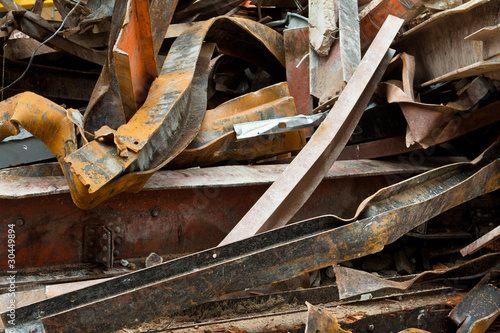 Big Pile Rusty Scrap Steel Girders Demolition Site