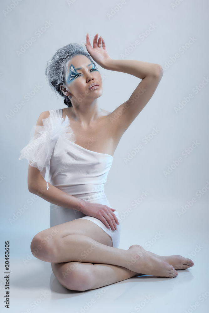Beautiful woman in white dress Beautiful woman in white dress
