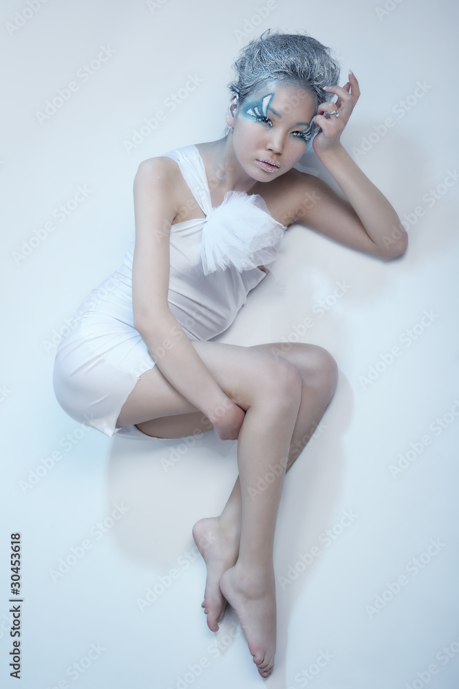 Beautiful woman in white dress Beautiful woman in white dress