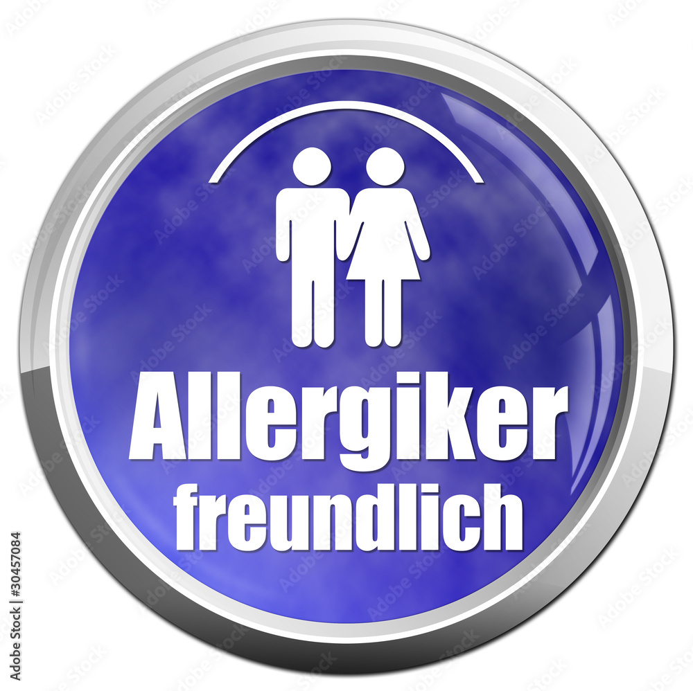 allergikerfreundlich button icon allergie blau weiß allergikerfreundlich button icon allergie blau weiß