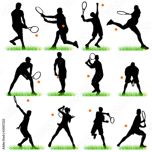 Tennis silhouettes set