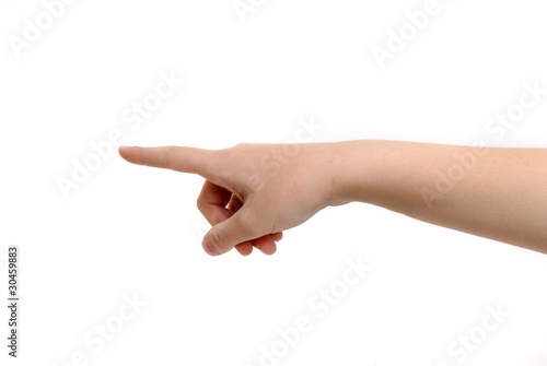 finger and hand of a person stating an address