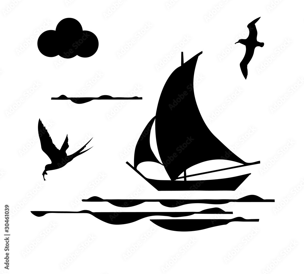 silhouette sailfish on white background silhouette sailfish on white background