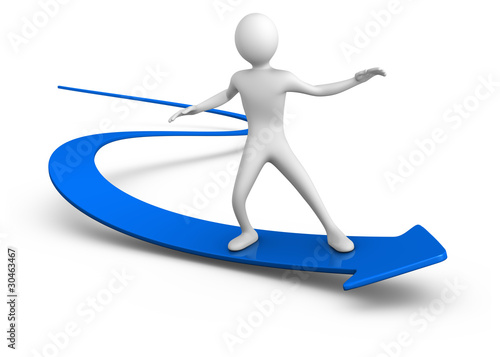 Personnage 3d symbole positif flèche bleue