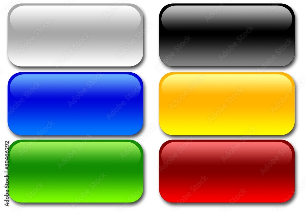 Buttons: silber, schwarz, blau, grün, gelb, rot Buttons: silber, schwarz, blau, grün, gelb, rot