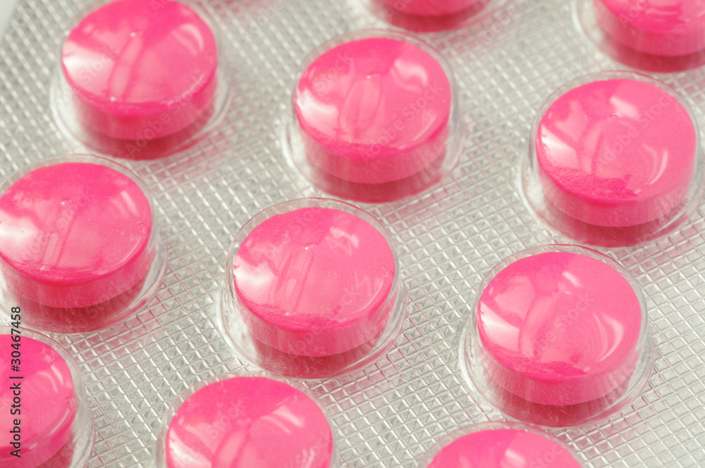 Closeup shot of pink pills