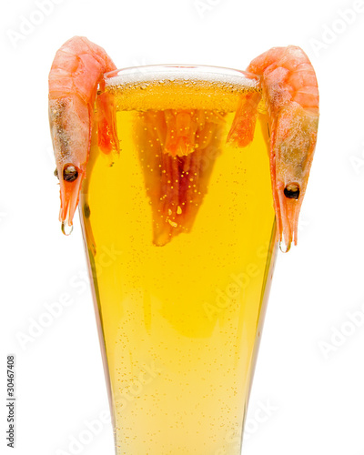 glass of beer on white background.